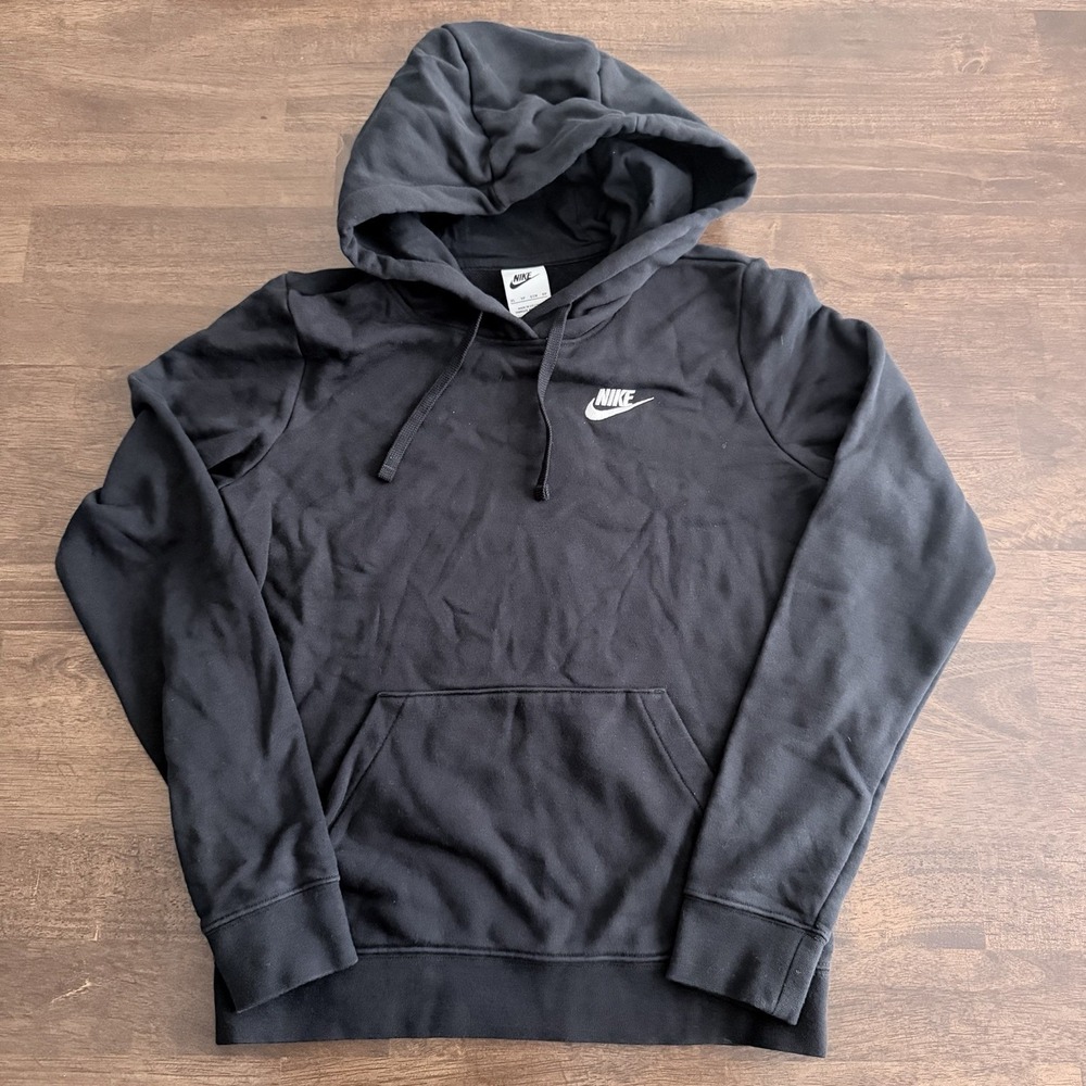Nike XS Black Pullover Hoodie Drawstring Front Pocket